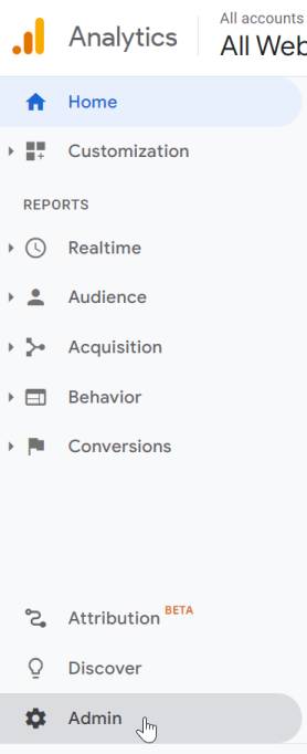 How to access admin of Google Analytics