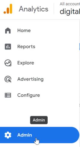 How to access the admin of Google Analytics 4