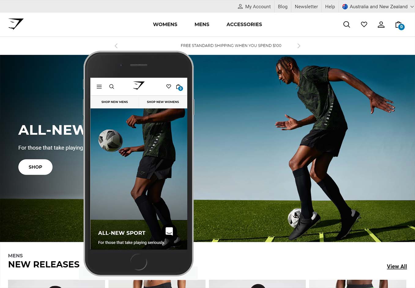 Gym Shark website on mobile and desktop