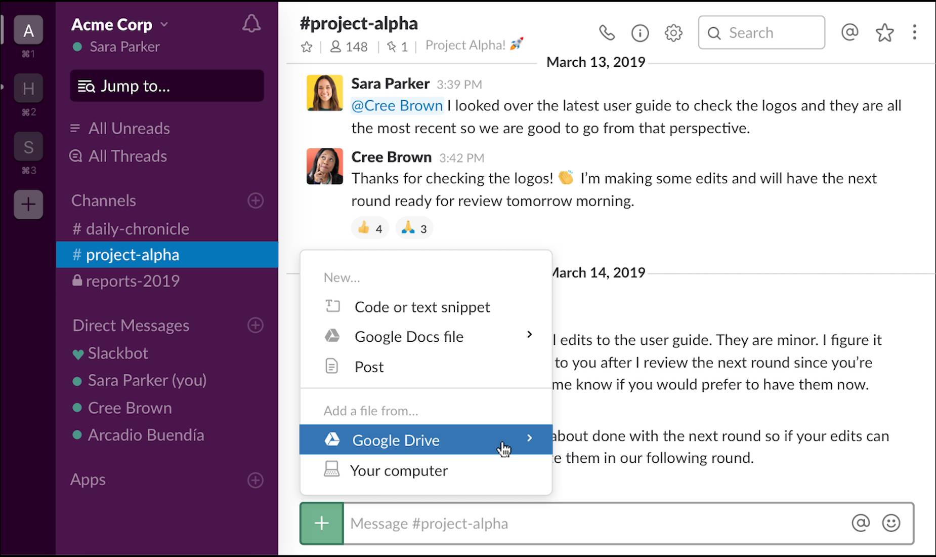 Slack and Google Drive