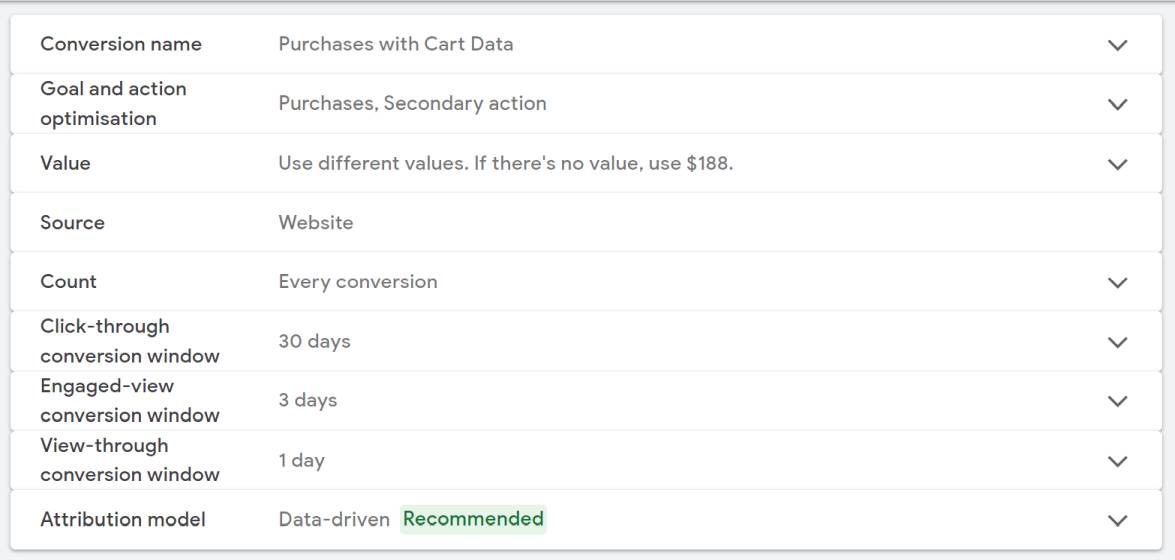 Google Ads conversion options for Shopify