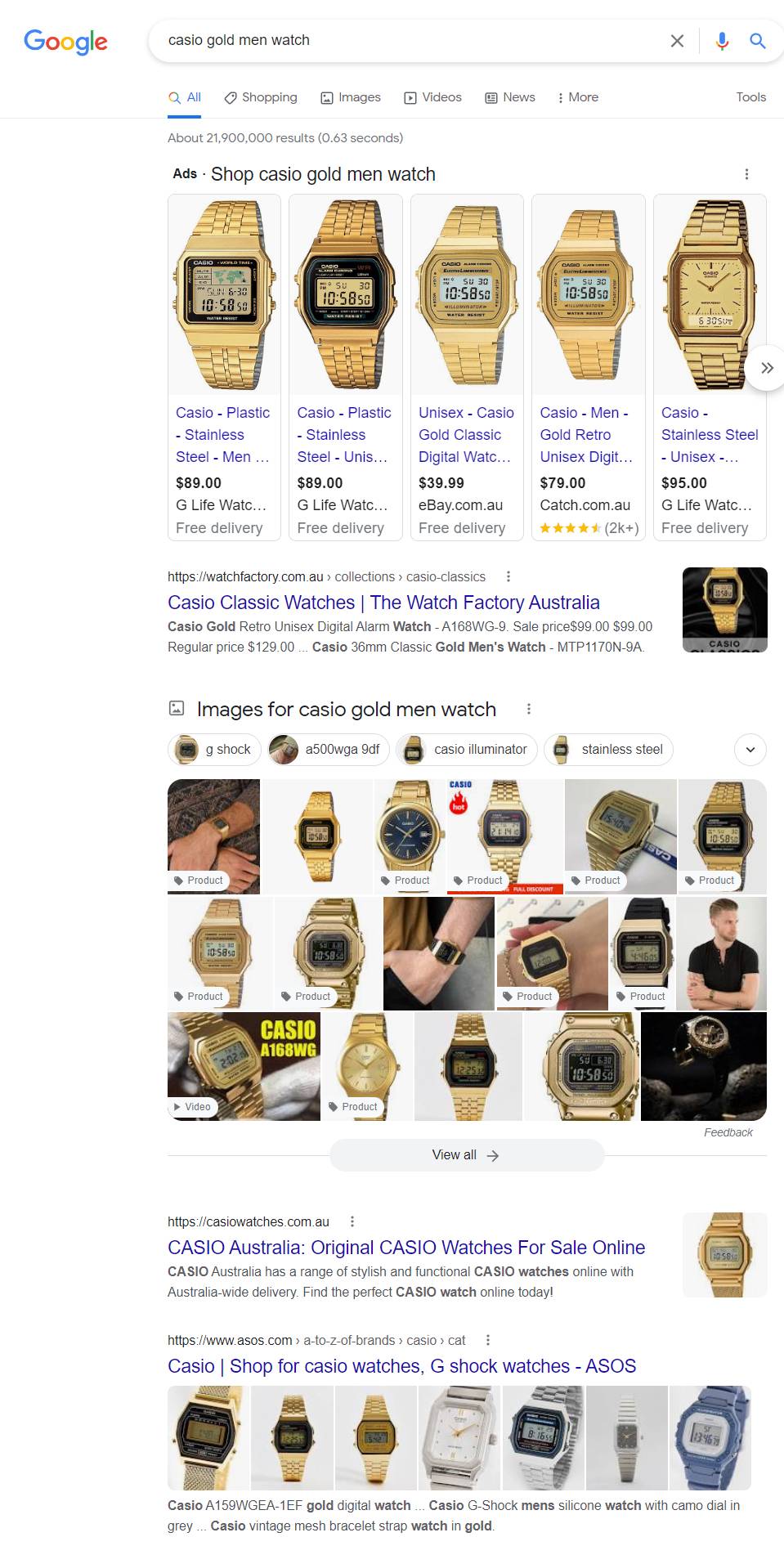 Casio Gold Mens Watch Google search result