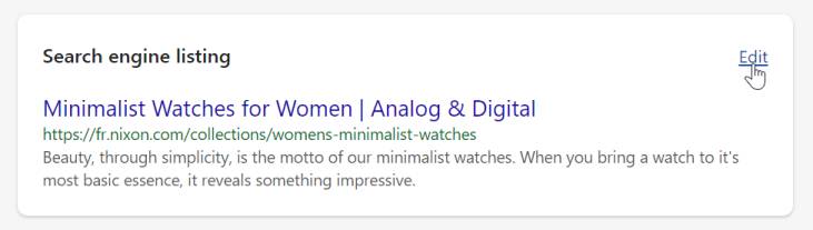 Edit Shopify title and meta description of a collection