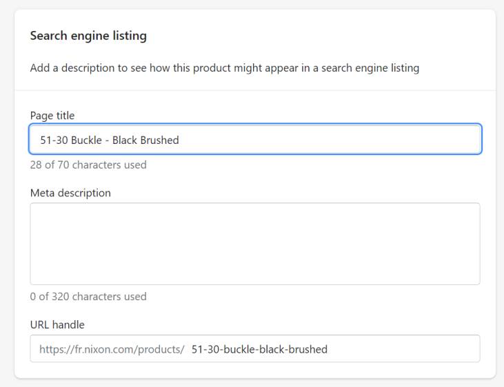 Edit Shopify title and meta description of a product
