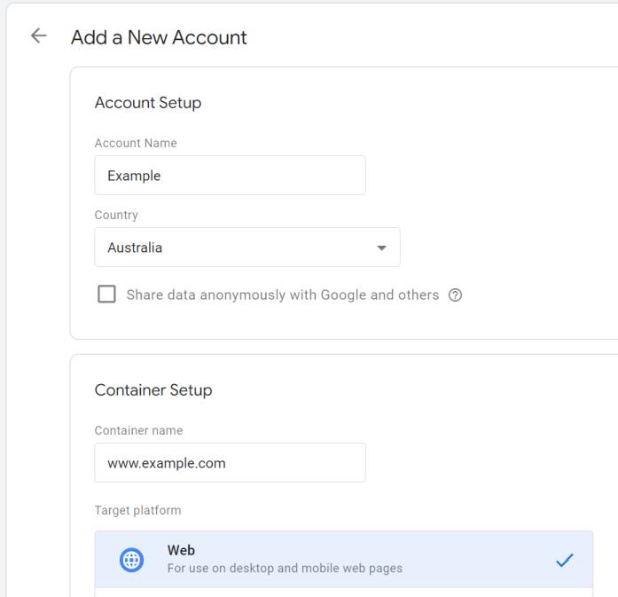 Create Google Tag Manager container for Shopify