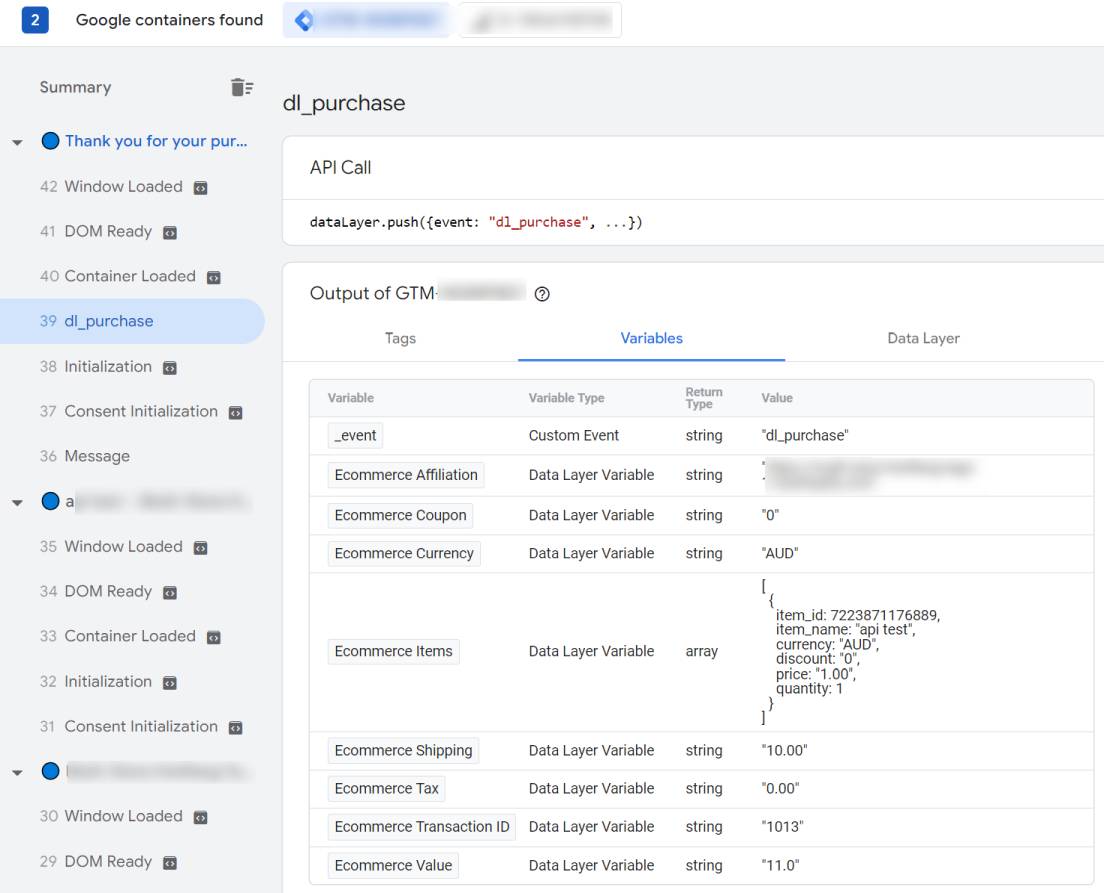 Ecommerce variables in GTM for Shopify