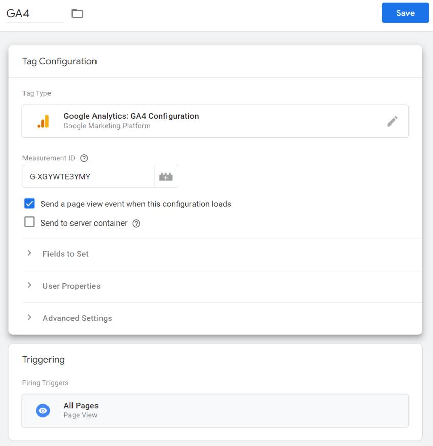 GA4 tag in Google Tag Manager for Shopify