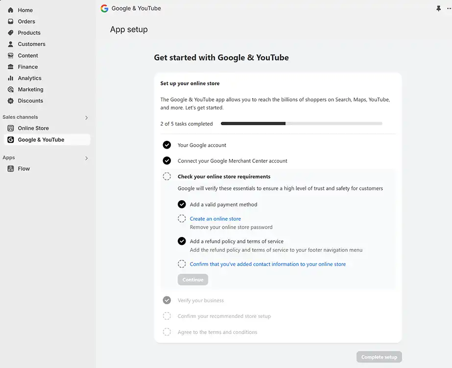 Google & YouTube App Set Up in Shopify