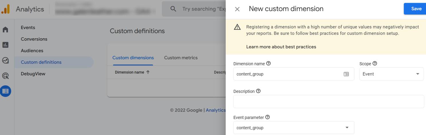 content_group custom dimension