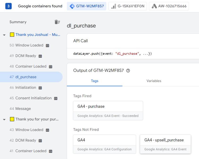 dl_purchase event firing on Shopify in GTM