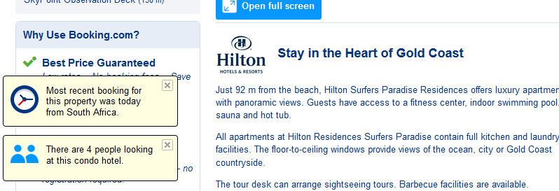 Booking.com sale notification