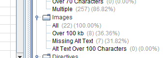 Screaming Frog crawl alt text