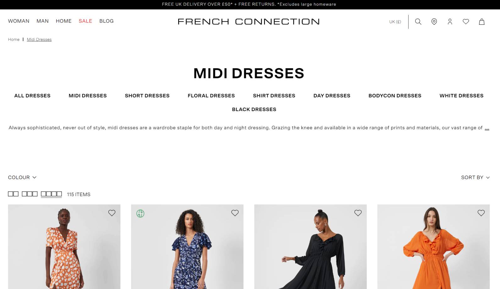 Collection page on French Connection Shopify