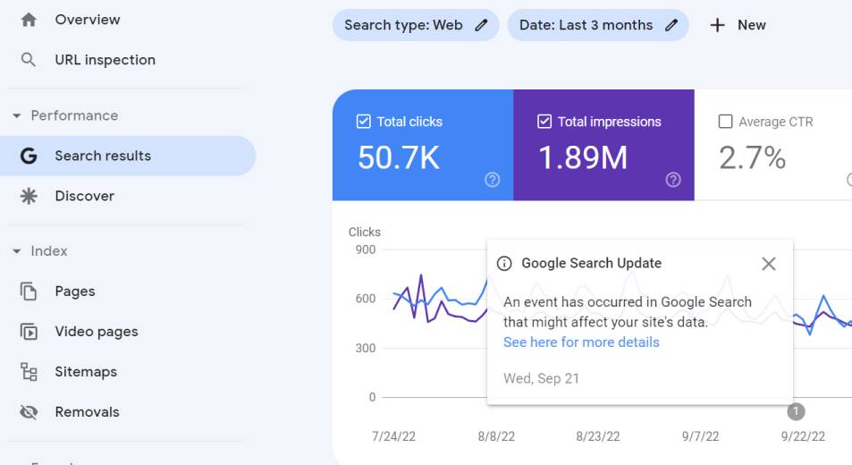 Google search update in Google Search Console