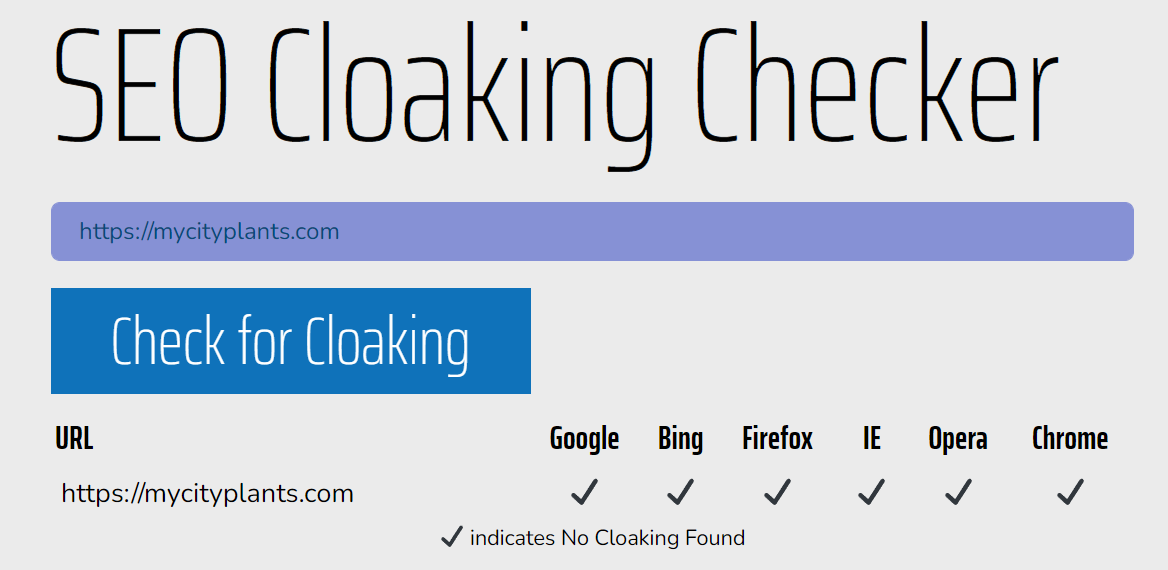 SEO cloaking checker