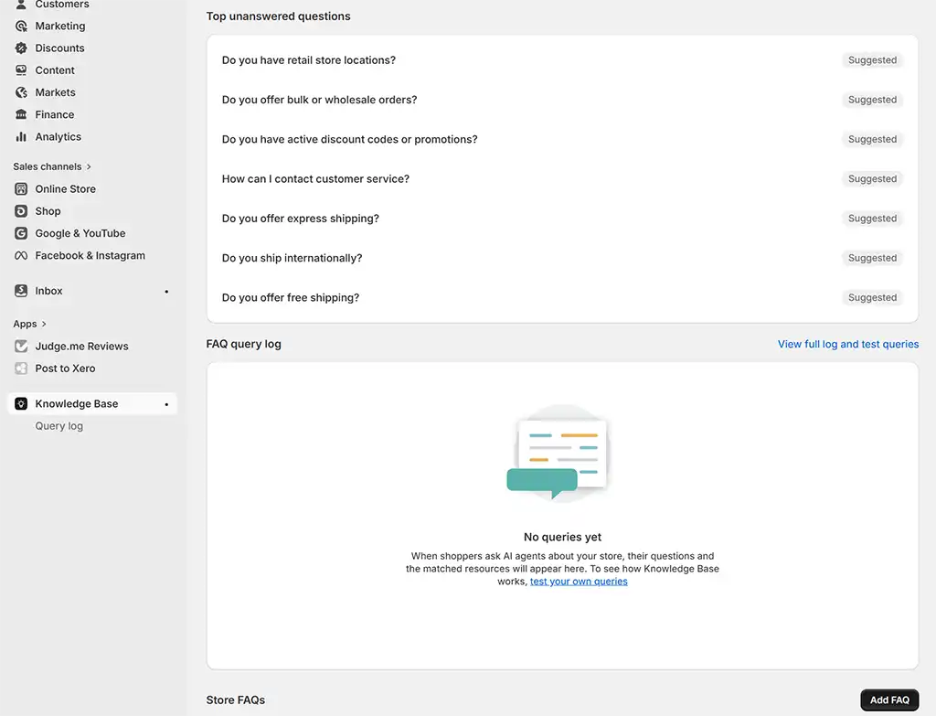 Shopify Knowledge Base App for AI