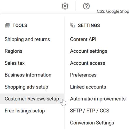 Customer Reviews setup in Google Merchant Center