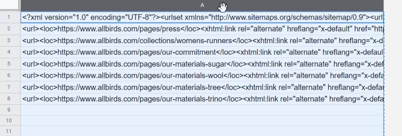 Example sitemap copied from the generator
