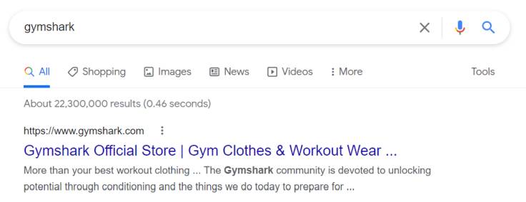 Gymshark search result