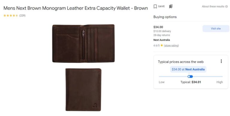 Delivery and returns in shopping ads