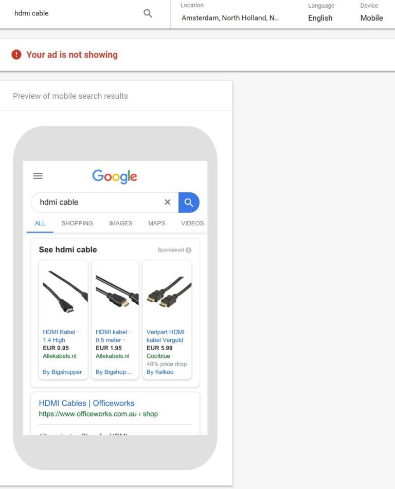 Google Ads Preview and Diagnosis Tool