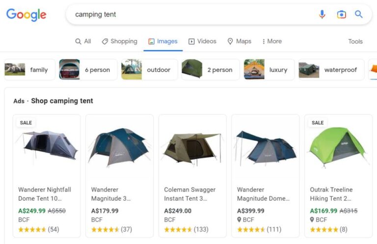 Google image ads for shopping