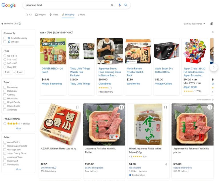 Free product listings example of Japanese food