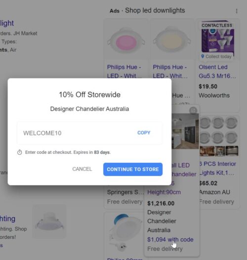 Google Shopping promotion example with promotion ID