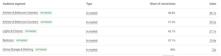 Audience insights report Performance Max