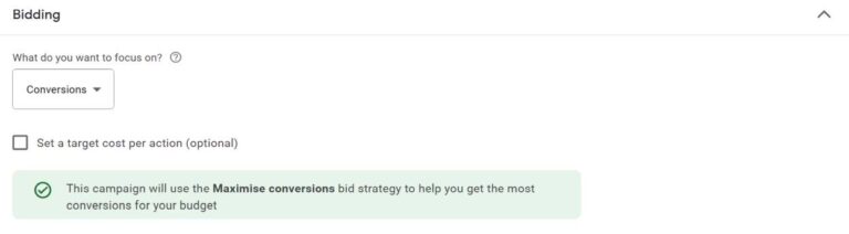 Bidding options in Performance Max