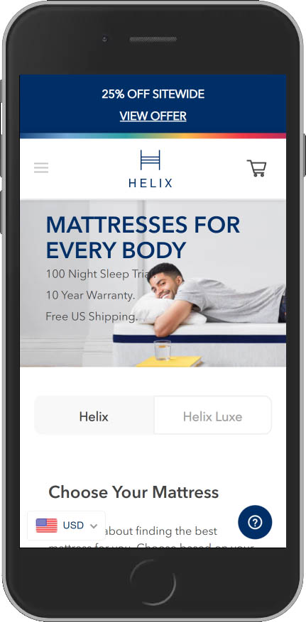 Helix Sleep collections page