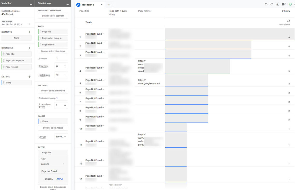 How to find 404 errors and broken links in Google Analytics