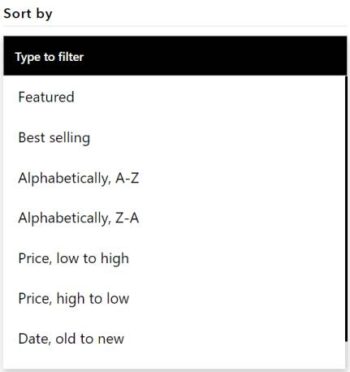 Sort by option in Shopify