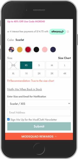 ModCloth out of stock