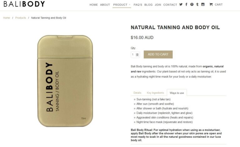 Production description Bali Body