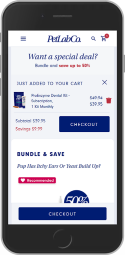The PetLabCo bundles at the cart page