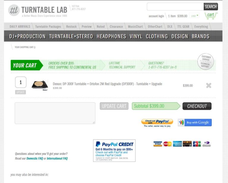 Trust checkout Turntable Lab