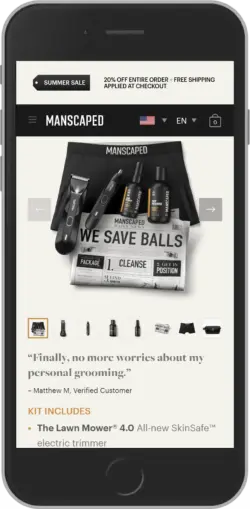 Manscaped Iphone Image for a Subscription Service offering Trimmers to entice sales