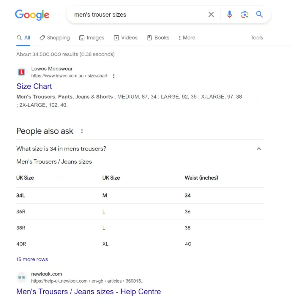 google search results mens trouser size - lowes number 1