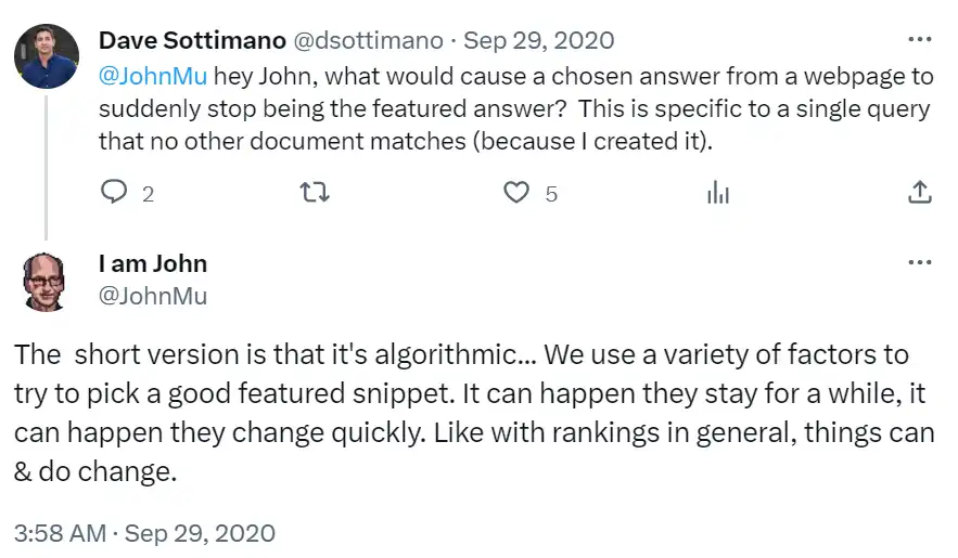 Featured snippets ranking factors from Google
