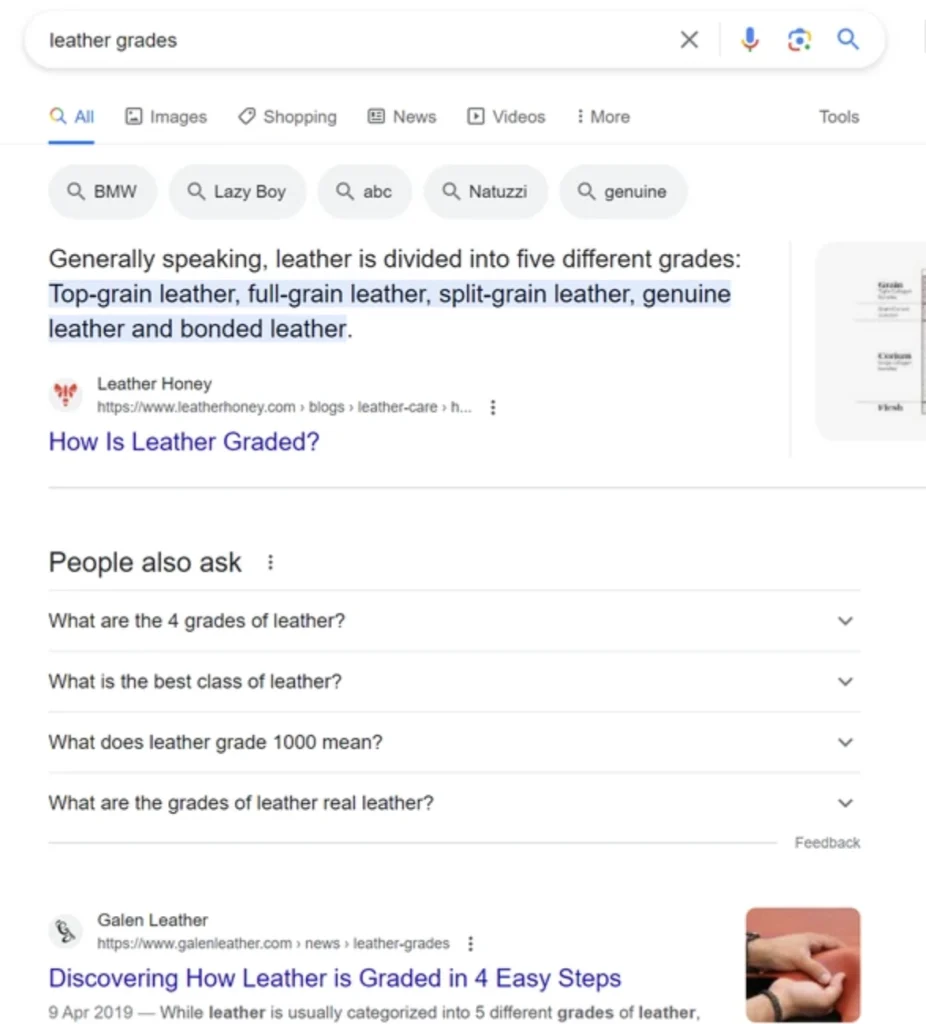 leather grades google search
