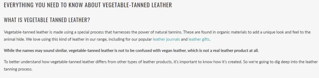 vegetable tanned leather current page