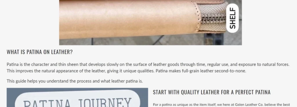 what is patina leather additional picture of headings