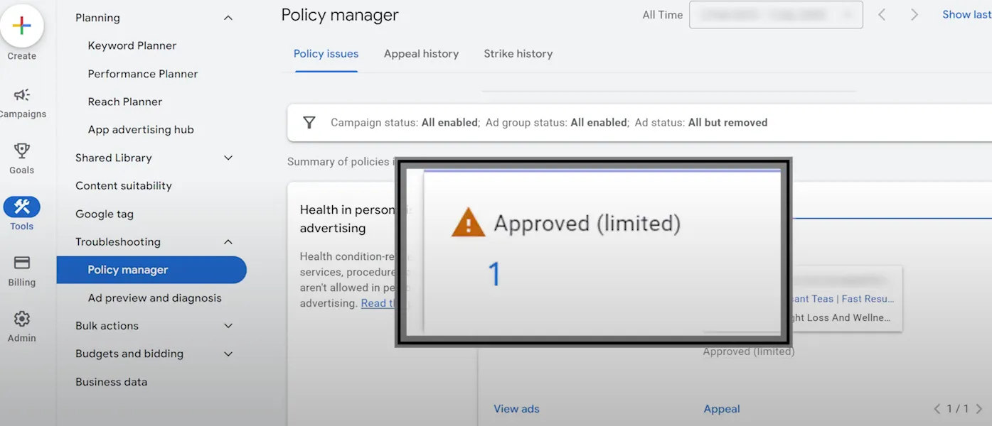 Fix disapprovals in Google Ads