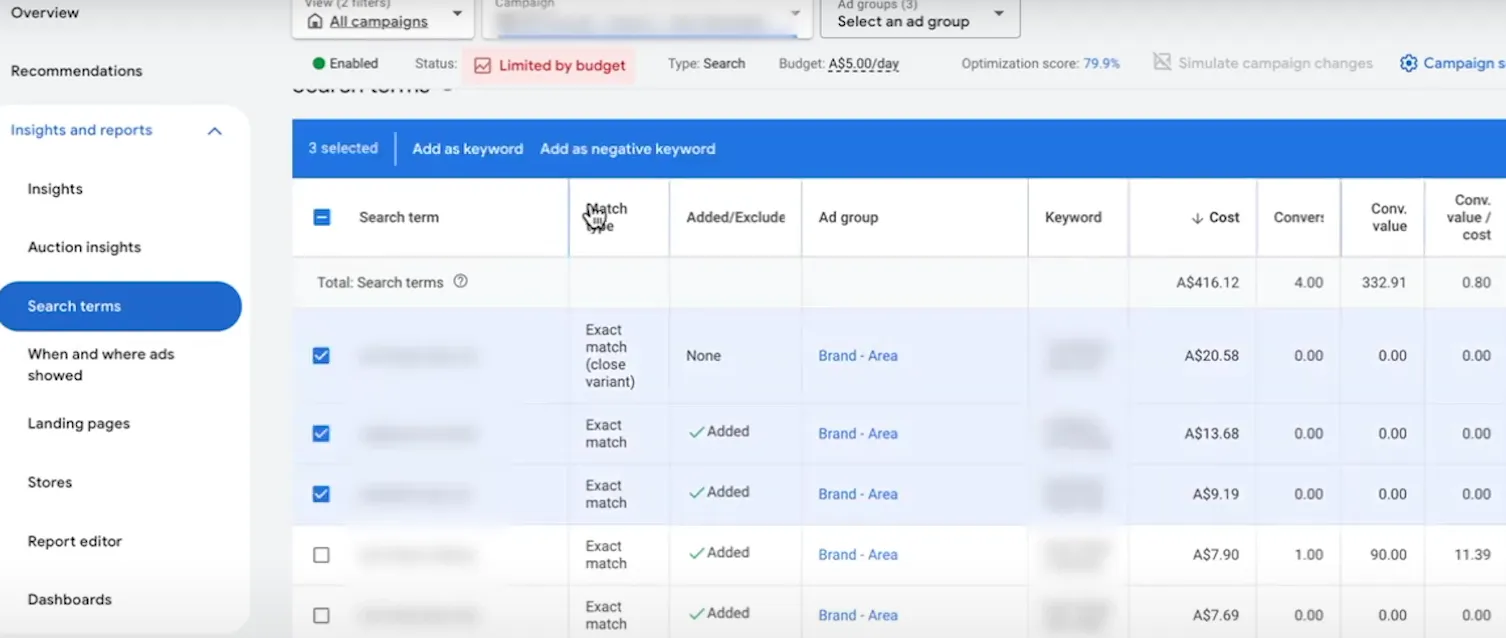 Use search terms to add new notable keywords - Google Ads