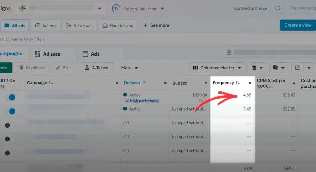 facebook ads reporting frequency example