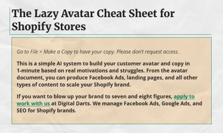 The Lazy Avatar Cheat Sheet For Shopify Stores