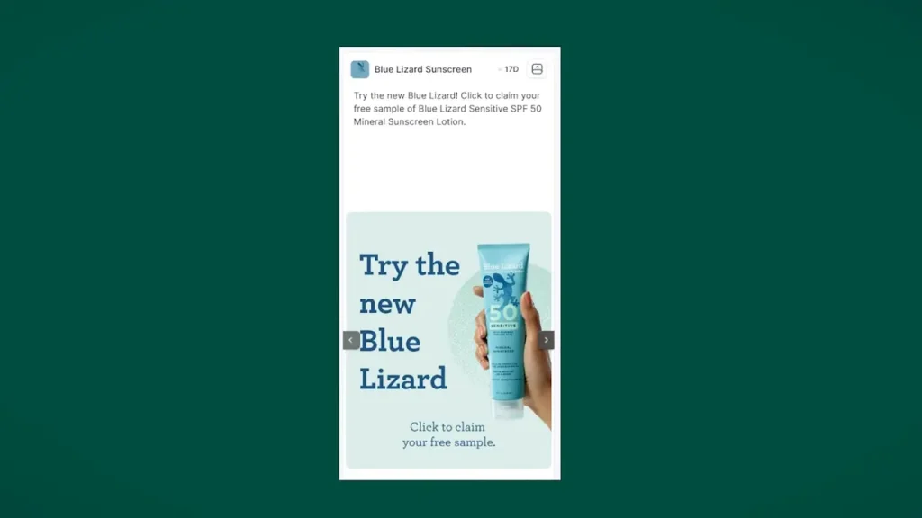 Try the new blue lizard ad example