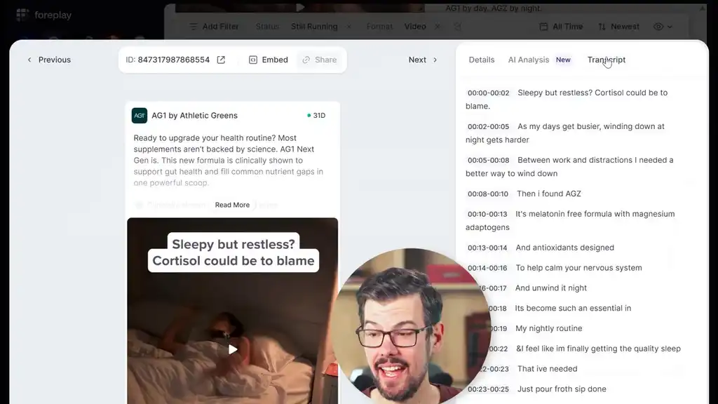 Meta ad transcript