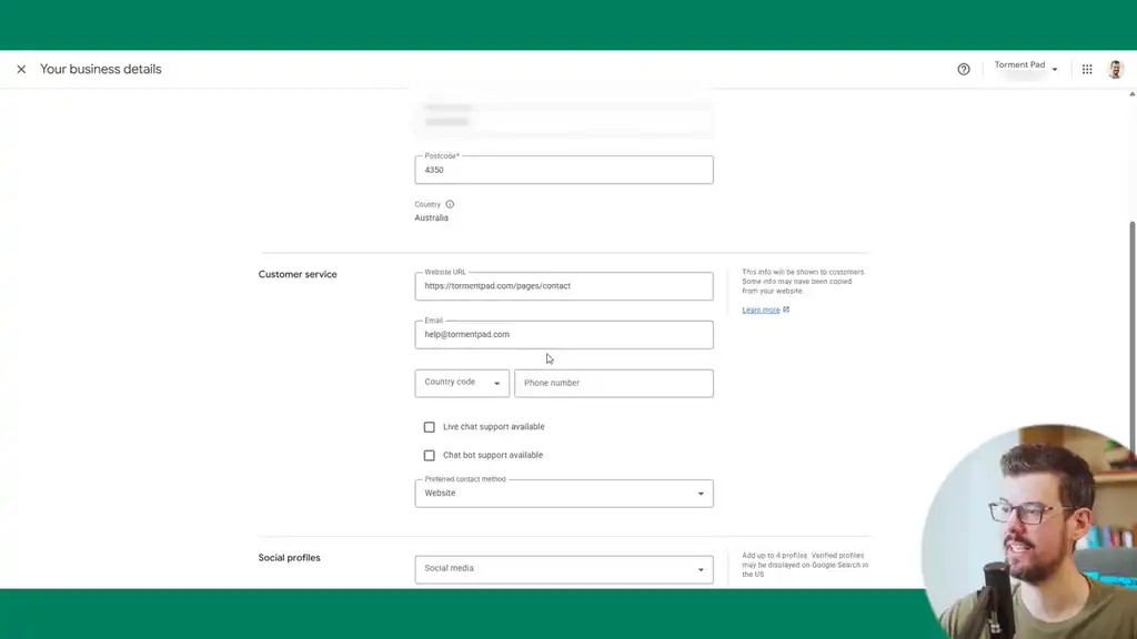 Fill in contact details